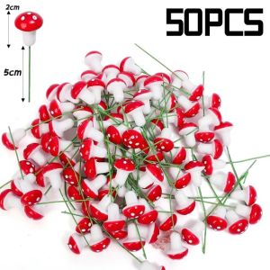 100Pcs Miniatures Artificial Foam Mushroom Garden Fairy Bonsai Plant Pot Mini Mushroom Resin Craft Decor For DIY Micro Decor