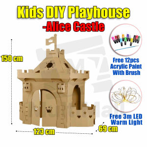 DIY Kid Cardboard Playhouse For Kids Fun DIY Craft For Kids 3D DIY Kid Playhouse House Art Painting