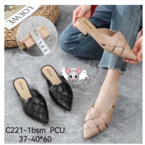 Sepatu Bustong Perempuan Jelly Sepatu Selop Hak Tahu Motif Anyaman Ketupat C221 UKURAN 37/40.