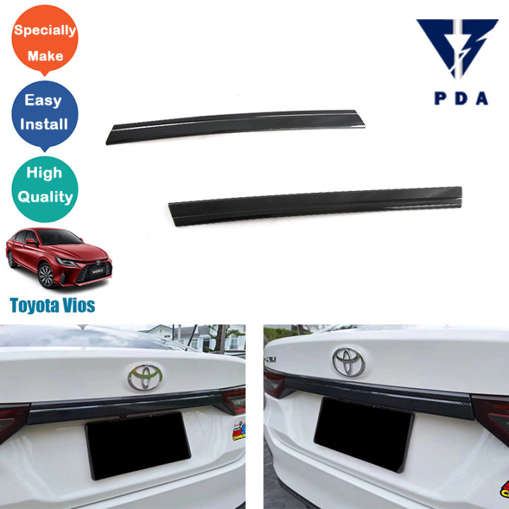 Toyota Vios NGC102 Carbon Fiber Pattern/Glitter Black ABS Tailgate Trim ...