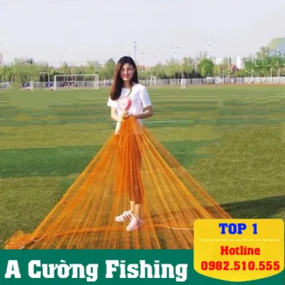 Chài đánh cá dù vàng bung 8m cao 4m 5kg nặng chất liệu bằng dù thái lan