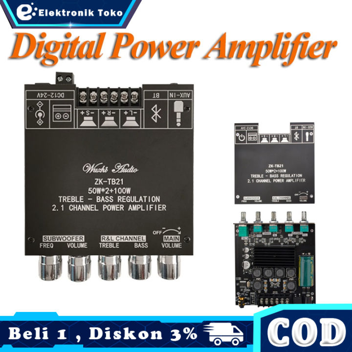 ZK-TB21 ZK-MT21, 50W X 2 Bluetooth 5.0 papan Amplifier Digital ...