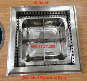Bộ bếp lẩu 4 ngăn nhà hàng bếp từ lẩu âm bàn 2 ngăn bếp lẩu nhà hàng sang trọng chất lượng giá rẻ