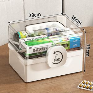 LOVO กล่องยา กล่องยาพกพา กล่องยาสามัญประจำบ้าน กล่องปฐมพยาบาล ความจุสูง พร้อมที่จับ   กล่องยาพลาสติก