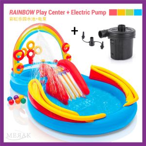 INTEX Rainbow Play Center Children Toy Playground Swimming Pool Swim Gelongsor Air Kolam Renang Mainan Budak 57453彩虹乐园水池