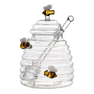 VGLPOP Unique Bee Jar Tapered Jar Transparent Honey Pot Kitchen Organizer High Capacity Honeycomb Tank Office