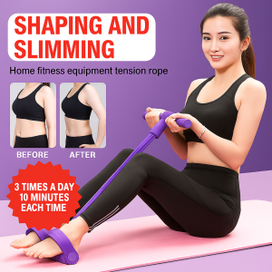 Highly Stretchable Sit-up Pull Rope 4 Tube Pedal Pull Rope Yoga Stretching Slimming Training