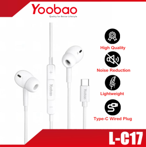 YOOBAO L-C17 Type-C Connector 3D Stereo Surround Sound Button Control with Mic Wired In-Ear Earphone