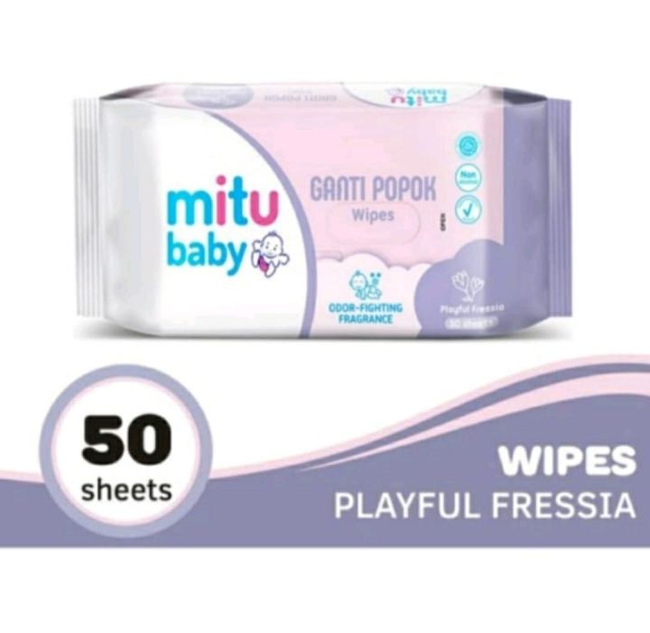 Mitu Baby Tisu Basah Wipes UNGU SATUAN / Tissue Basah Bayi Purple 50s Lembut Untuk Bayi