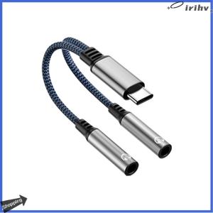 【jianzhanqinl】 1ชิ้นสำหรับ Phone15 16 USB C Converter 2in1 Type C เป็น Dual 3.5MM อะแดปเตอร์เสียง DAC ไมโครโฟนเสียงสายเชื่อมต่อหูฟัง
