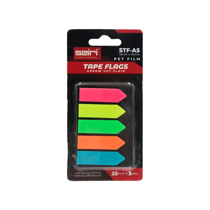 SEIRI Premium PET Tape Flags - Neon Index Tabs & Page Markers - Semi ...