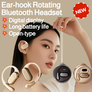⚡Technology Gift⚡ Ear-Hook Rotating Bluetooth Headset Rotating Digital Display Open-Ear Headset Long Battery Life for Listening to Music and Making Calls Without Wearing It