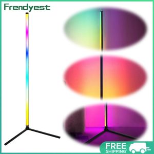 COD [Free Shipping] RGB Corner Floor Lamp Color Changing Standing Lamp App & Remote Control for Bedroom Living Room Gaming Room