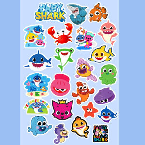Stiker Baby Shark Ikan lucu bestseller isi 24 pcs