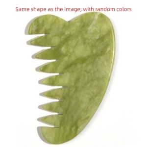 LINSBAYWU Green Massage Comb Hsiuyen Jade Natural Jade Hair Brush Hairdressing Retro Gua Sha Board Stone Guasha
