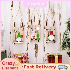 QIXIANG1 Christmas Tree Hanging Decor Wooden Christmas Sleigh Ornament Wood Gnomes Pendant Home Office Party DIY Christmas Decoration