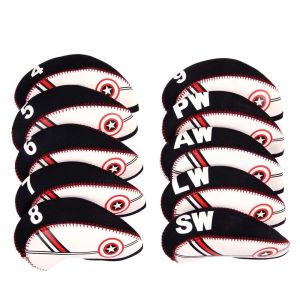 HYD0856 Neoprene Sports Protective Cover Golf Putter Accessories Golf Iron Covers Set 4 5 6 7 8 9 SW PW LW AW Golf Training Equipment Golf Headcovers Golf Iron Headcover Golf Club Cover Protector Case