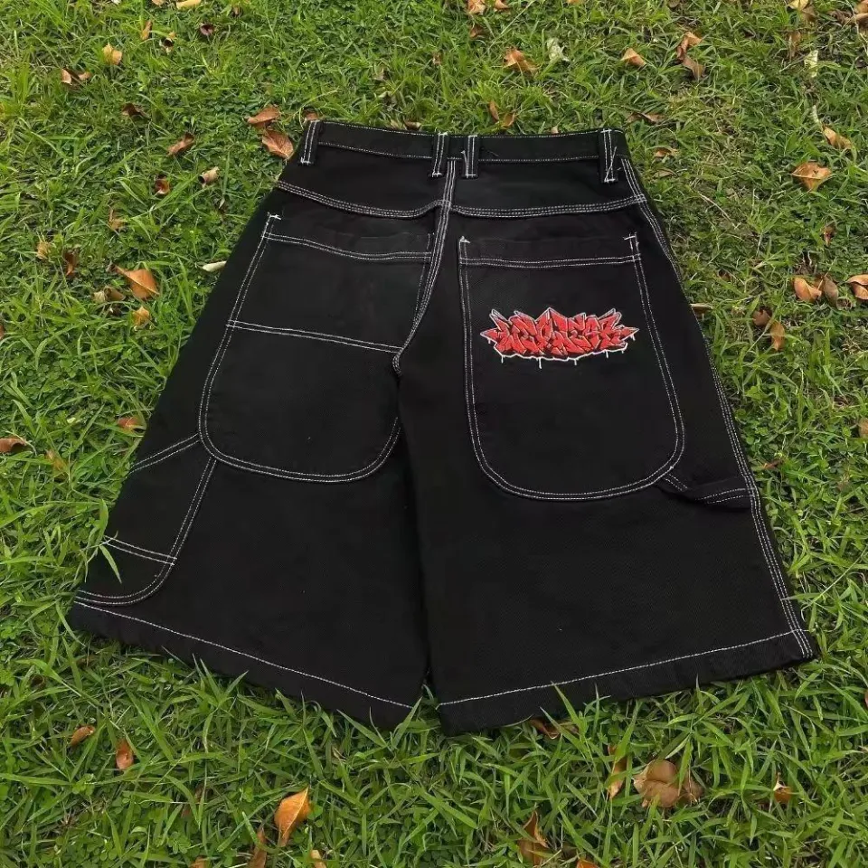 Wexwear Trendy Brand Vintage Baggy Jeans Shorts Men Harajuku