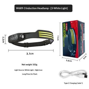 Biển jjt đèn pha cảm ứng với sạc USB đèn lóa sáng để câu cá ngoài trời đi bộ đường dài cắm trại và đi xe ban đêm