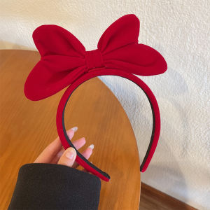 Zy Fashion Big Bow Velvet Red Headband For Women Korean Style Fashion Girls High Cranial Hair Band