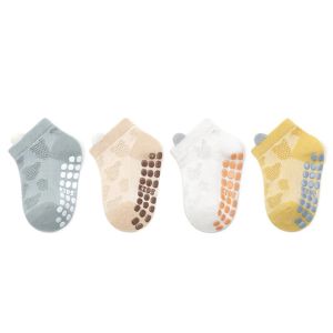 MIRELINA 4Pairs/Set Cotton Children Socks Breathable Thin Baby Mesh Short Sock High Quality Non-slip Boys Girls Floor Socks Spring Summer