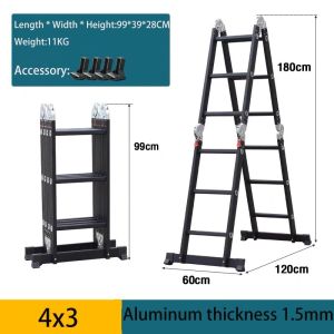 Aluminum multi-purpose ladder Heavy-duty retractable ladder20 steps (5.7M) -12 steps (3.7M)  Multi-function folding staircase folding aluminum ladder portable household ladder aluminum ladder heavy duty stairs ladder foldable attic