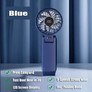 Portable Fan Super Strong Wind Adjustable Silent 180° Folding Fan 100-Speed LED Display Low Noise
