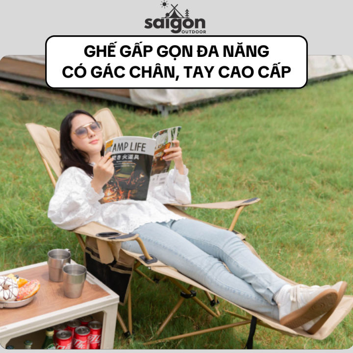 Ghế Xếp Ngoài Trời Gấp Gọn Đa Năng Có Kê Chân – Ghế Nằm Thư Giãn Cắm ...