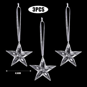 4/6ชิ้นต้นคริสต์มาสโคมไฟอะคริลิกน้ำแข็งใสมีกวางเกล็ดหิมะตกแต่งคริสต์มาสของประดับแขวนตกแต่งกวางแบบใหม่