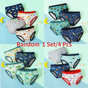 SMY Stretchable Cotton Kids Boys Boxer Briefs Cute Cartoon Pattern Boys Underwear Soft and Comfortable Teen Underwear 2-15 Yrs(4 PCS)