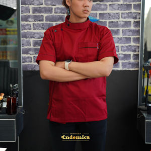 Kameja/Baju/seragam Barber/koki all varian dan list bahan japan drill/navy hitam putih merah camel abu