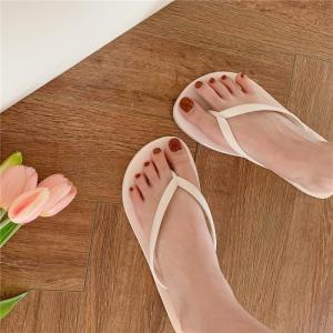 [Free Shipping] Summer New Korean-Style Flat Flip-Flops For Women Trendy On Simple Solid Color Sandals For Couples Summer Beach Slippers