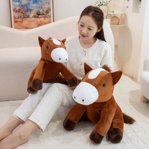 JOJO CASTLE High Quality Animal Brown Horse Plush Toy 35/40cm Sitting Posture Brown Horse Plush Doll Throw Pillow Gift For Boys And Girls