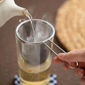 High Quality Stainless Steel Single-ear Tea Infuser Strainer Reusable Teapot Spice Filter with Long Handle Kitchen Multifunctional Drinkware