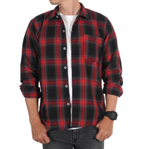 Amspro kemeja pria kemeja Flanel pria kemeja casual fashion pria kemeja lengan panjang pria