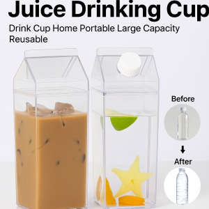 Milk Cup Rotatable Mug Fresh Milk Storage Transparent Milk Tea Cup Square Drinking Cups