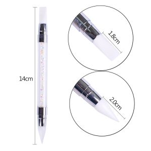 2 Ways Silicone Nail Art Sculpture Pen 3D Carving DIY Glitter Powder Liquid Manicure Dotting Tools