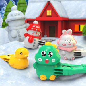 GOODOO การ์ตูนลายการ์ตูน คลิปลูกบอลหิมะ พลาสติกทำจากพลาสติก รูปเป็ดไดโนเสาร์ ของเล่นเล่นหิมะ น่ารักน่ารักๆ เครื่องมือลูกบอลหิมะ แม่พิมพ์ลูกบอลหิมะ ของขวัญสำหรับเด็ก