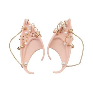 IPIE2 Cosplay Tai yêu tinh Halloween Hợp kim ngọc trai Bướm rừng Trang sức vòng tai latex Phụ kiện Halloween Bông tai giả Tai giả Halloween Trang phục