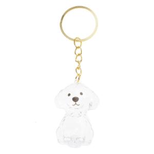 Miniature Dog Figurine Keychain With Builts In Pet Hair Collector Clear Cats Furs Storage Box Keyring Memorial Keepsakes