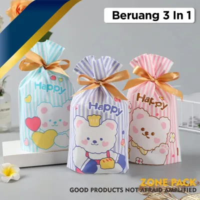 Plastik Serut Motif Ulang Tahun Kecil | Kantong Ulang tahun lucu | Plastik Packing Snack Serut Pita | Goodie Bag Souvenir Snack Hadiah lucu | Goodiebag Tali Serut