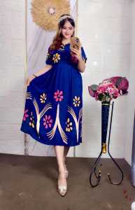 Daster Chibi Lukis LD 110 CM Motif Terbaru Daster Busui Resleting depan