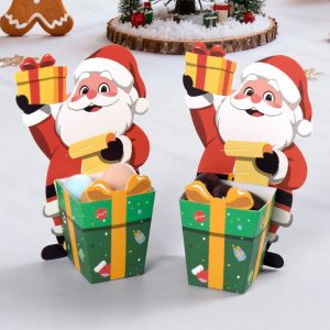 MODERNLUX 10PCS Nhiều màu sắc Hộp quà Giáng sinh Cây thông Noel hình ông già Noel hoạt hình Gấp 3D Hộp đựng quà tặng. Lễ hội Đồ trang trí ngày lễ Hộp trang trí dùng cho các buổi tiệc. Chúc mừng Giáng sinh.
