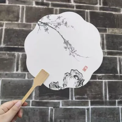 中国风高品半生熟宣纸漆扇团扇带图Lacquer fan Calligraphy