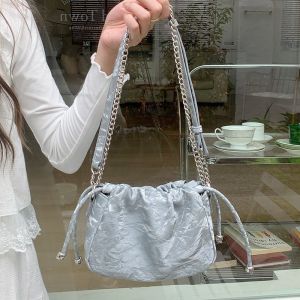 Ielgy Túi đám mây dây xích xếp li Phong cách Trung Quốc Mới Túi nách đi lại thích hợp đeo chéo dễ phối