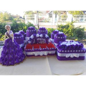 toples set keranjang aqua dan tempat permen boneka ungu
