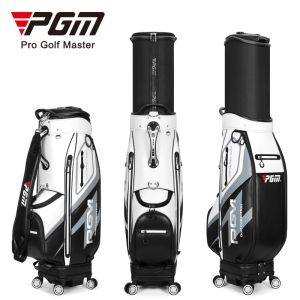 PGM Golf Stand Bags for Men Fully Waterproof Design Telescopic 6 Divider Golf Travel Bag with 4 Universal Wheel QB099