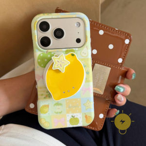 For iPhone 17 Pro Max Case Magnetic TPU Green Grid Fruit Rotate Phone Case For 16 15 14 13 Cover Aesthetic Korean Cute