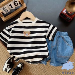 ชุดของเด็กชาย แบบบาง ลายการ์ตูน ชุดเด็กผู้ชาย สองชิ้น แฟชั่นฤดูร้อน สําหรับเด็กผู้ชาย Boys suit【Hippobaby】