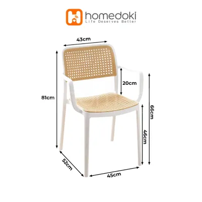 Homedoki Kursi Plastik/Kursi Teras/Kursi Makan/Kursi Cafe/Kursi Rotan